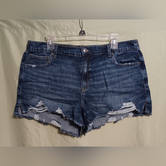 aerie Pants - Aerie American Eagle Daydream Dark Blue Distressed Jean Shorts
